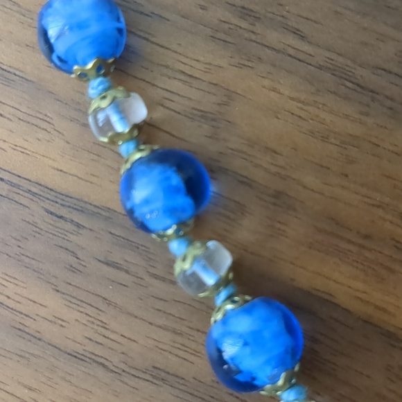 Venetian Glass Blue Beaded Necklace - Picture 6 of 7